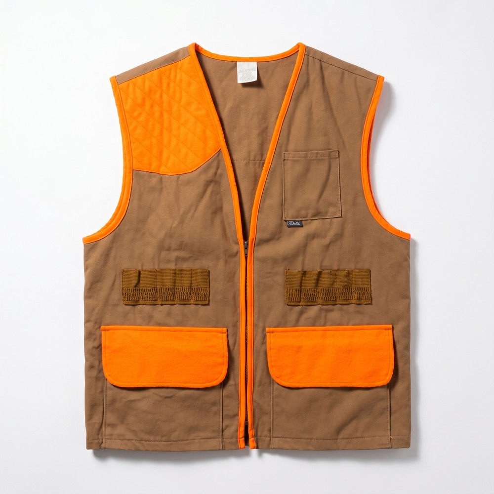 Walls Hunting Vest Mens Large Regular Brown Orange Good Canvas Game Bag USA